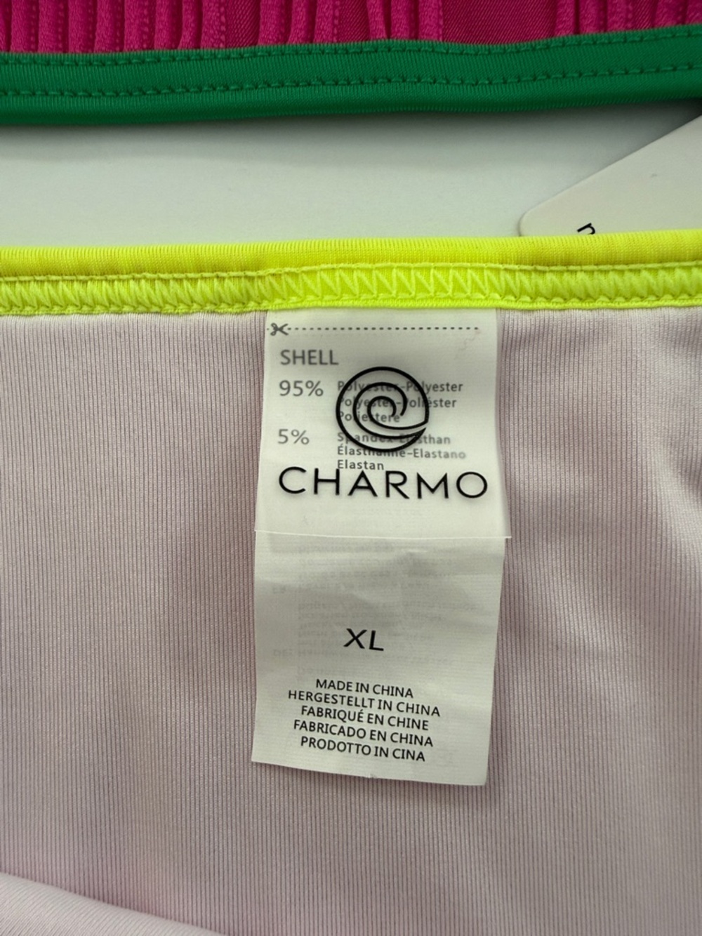 CHARMO || Neon Pink Ribbed High-Waist Bikini Set with Contrast Trim. Sz. XL - Picture 8 of 16